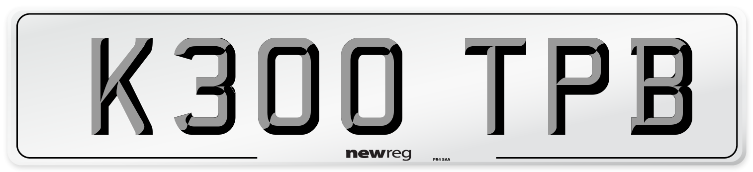 K300 TPB Number Plate from New Reg